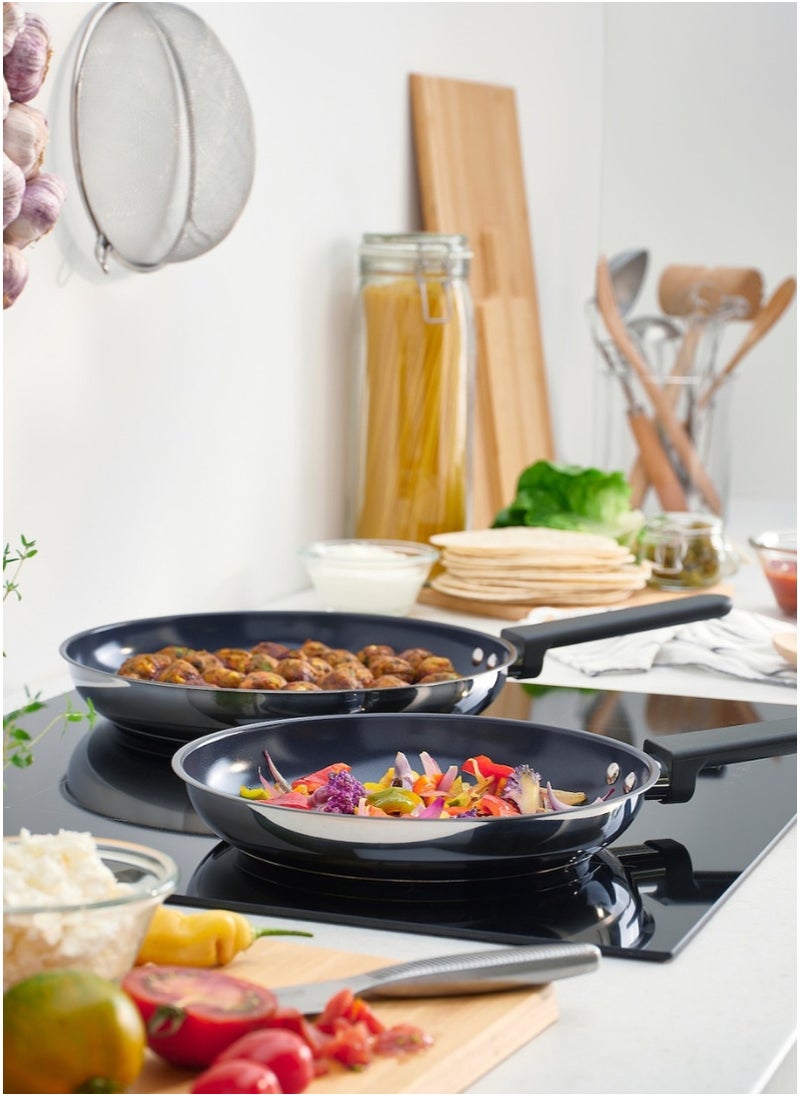 Frying Pan Set of 2 Non-Stick Coating Stainless Steel