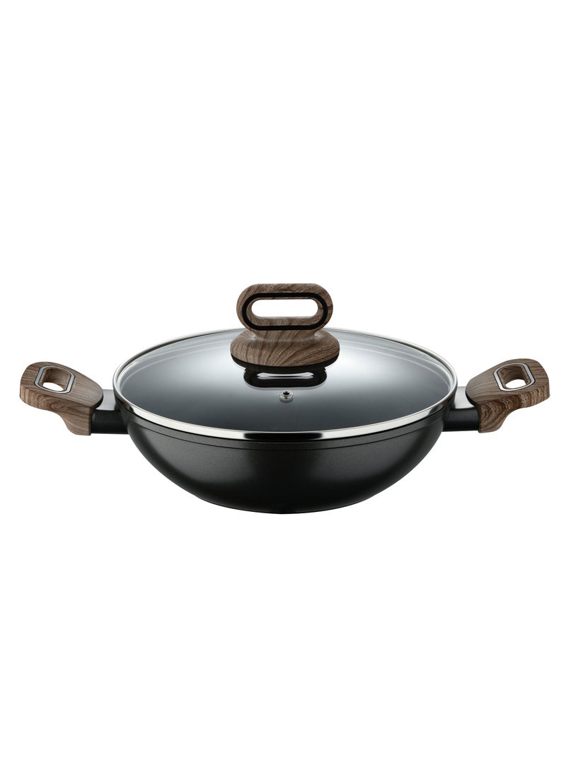 ULTIMATE TX FORGED ALUMINUM KADAI + LID 28 CM WITH HEATDOT TECHNOLOGY, INDUCTION BOTTOM, GREY COLOR, BG36177GY