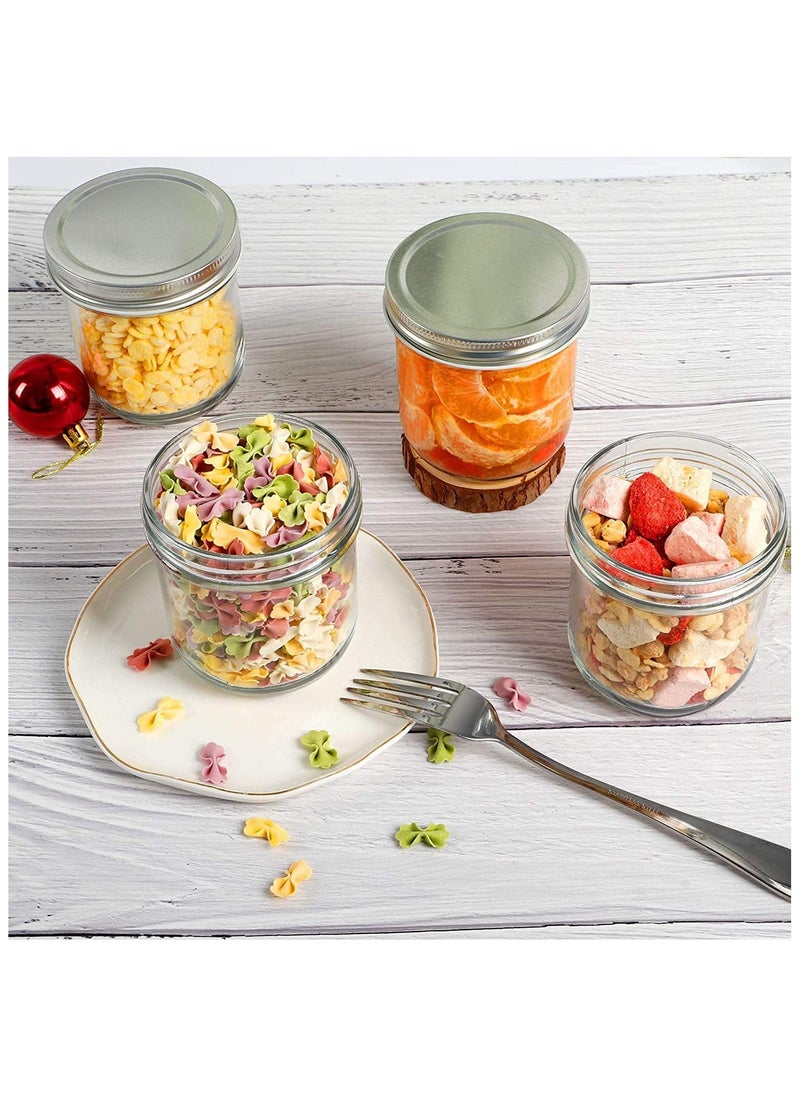 8oz Wide Mouth Jars 【12 Pack】 Glass Canning Jars With Metal Airtight Lids for Canning Fermenting Pickling Overnight Oats Jam