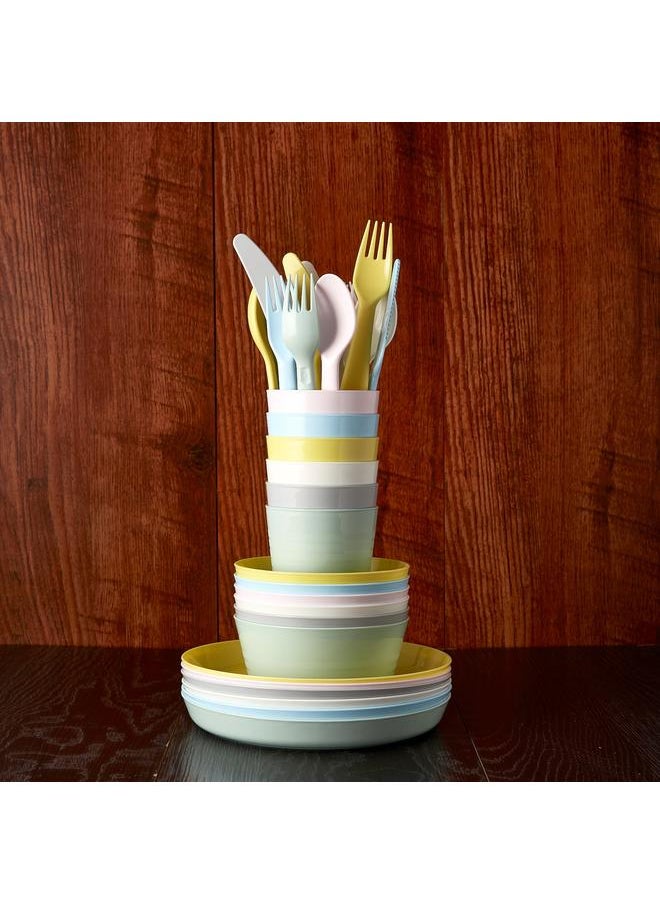 18-piece cutlery set, mixed colours