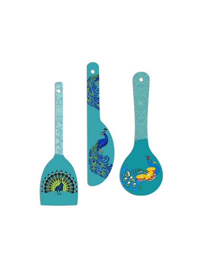 Artvibes Beautiful Peacock Wooden Wall Hanger for Home | Office | Living Room | Gift | Modern Decoration Items | Kitchen Wall Decor | Wood Hanging Ornaments Item (WH_5022N), Set of 3