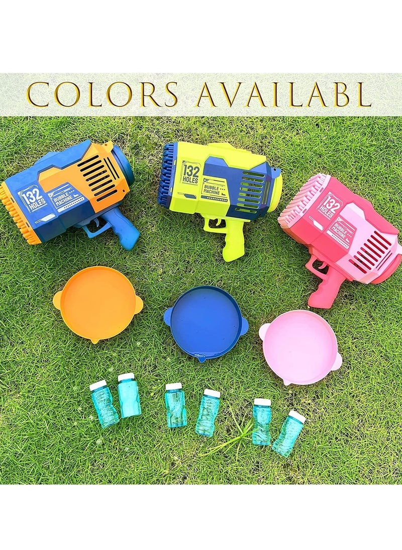 NEW 132-Hole Gatling Bubble Gun with Colorful LED Lights | Electric Bubble Launcher with Bubble Liquid for Kids  Adults, Perfect for Outdoor  Indoor Parties, Weddings, and Gardens Pink