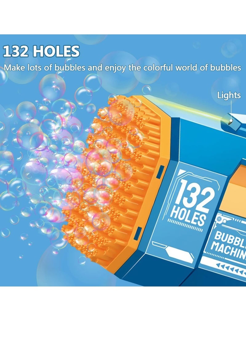 NEW 132-Hole Gatling Bubble Gun with Colorful LED Lights | Electric Bubble Launcher with Bubble Liquid for Kids  Adults, Perfect for Outdoor  Indoor Parties, Weddings, and Gardens - Blue