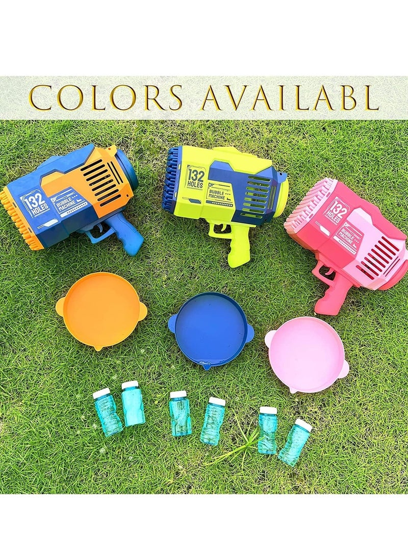 NEW 132-Hole Gatling Bubble Gun with Colorful LED Lights | Electric Bubble Launcher with Bubble Liquid for Kids  Adults, Perfect for Outdoor  Indoor Parties, Weddings, and Gardens - Blue