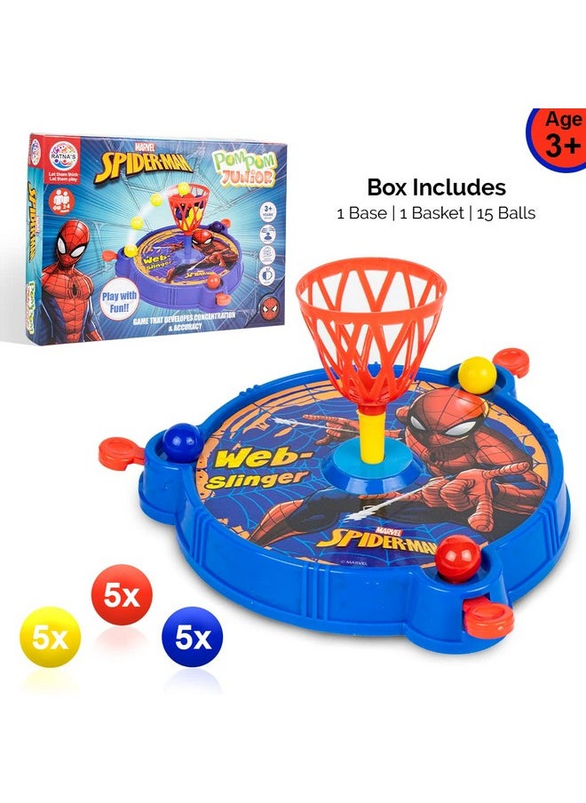 Ratna's Junior Pom Pom Spiderman Printed Basket Ball Family Board Action Game to Play with Fun