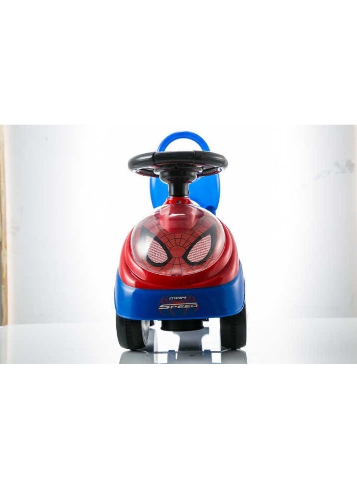 Spider-Man Ride-On Car for Kids – Push Swing Car with Music, Lights & Steering | Baby Ride-On Bike for Boys & Girls | No Battery or Charging Needed | Indoor & Outdoor Toy