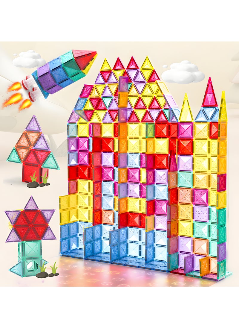Fun Magnetic Tiles – 110-Piece Building Blocks for Kids, 3D Magnetic Puzzles, Stacking Blocks, Creative Educational Toys for Early Learning, Fun Play, and STEM Development
