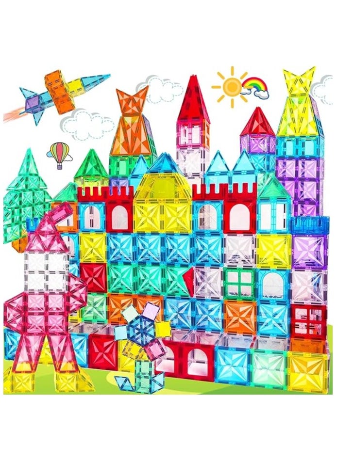 Fun Magnetic Tiles – 110-Piece Building Blocks for Kids, 3D Magnetic Puzzles, Stacking Blocks, Creative Educational Toys for Early Learning, Fun Play, and STEM Development