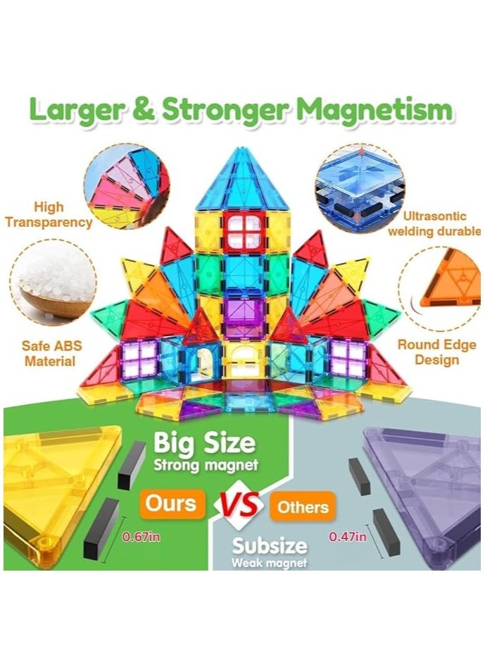 Fun Magnetic Tiles – 110-Piece Building Blocks for Kids, 3D Magnetic Puzzles, Stacking Blocks, Creative Educational Toys for Early Learning, Fun Play, and STEM Development
