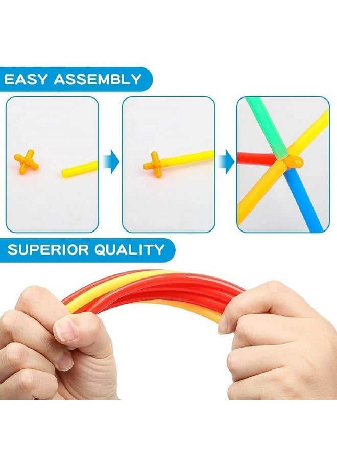 Enorme DIY 90+ Pcs Colorful Plastic Pipe Straw with Connectors Building Blocks Toy Set for Kids