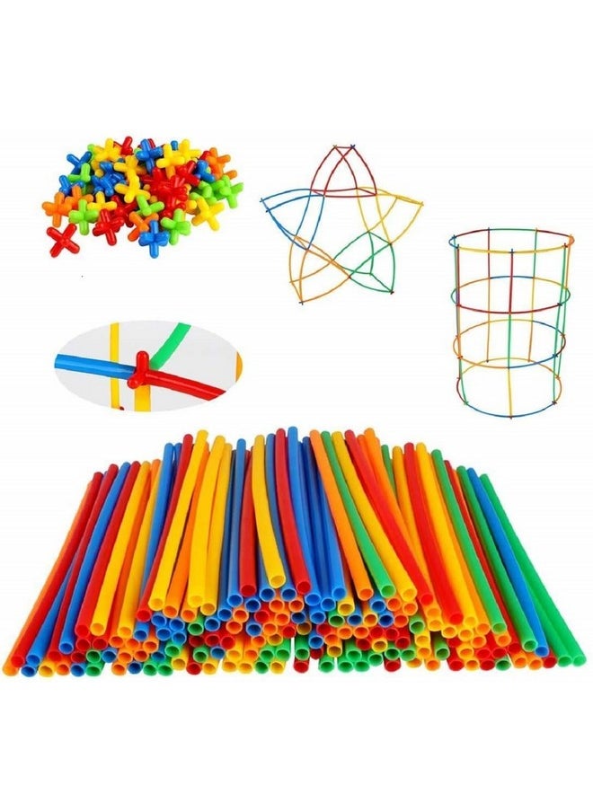 Enorme DIY 90+ Pcs Colorful Plastic Pipe Straw with Connectors Building Blocks Toy Set for Kids