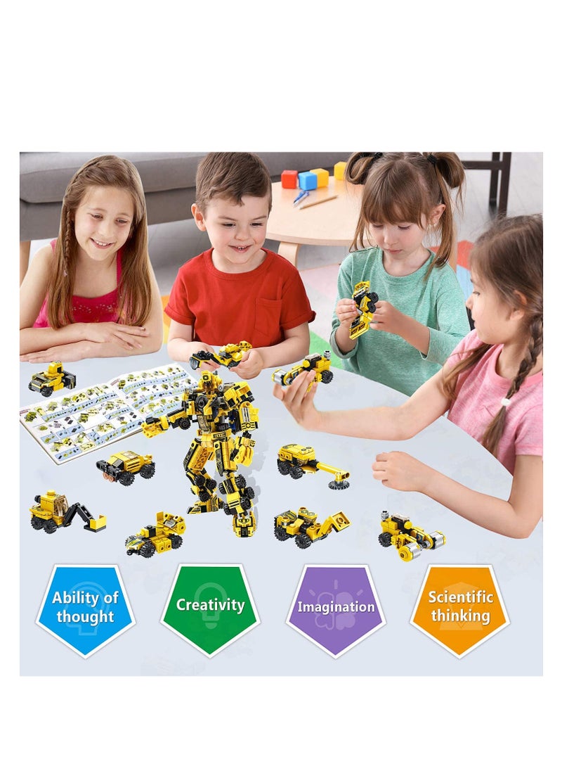Robot Building Toys 573 PCS, 25 in 1 Construction Toy Engineering Building Bricks Construction Vehicles Kit, Engineering Robot Transforming Blocks, Best Gift for Kids Age 6 7 8 9 10 11 12 Year Old