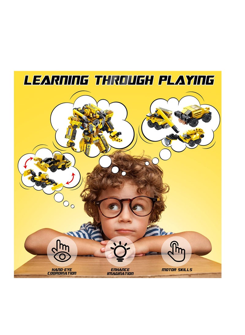 Robot Building Toys 573 PCS, 25 in 1 Construction Toy Engineering Building Bricks Construction Vehicles Kit, Engineering Robot Transforming Blocks, Best Gift for Kids Age 6 7 8 9 10 11 12 Year Old