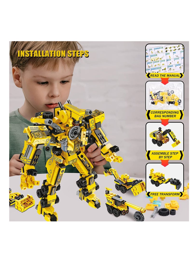 Robot Building Toys 573 PCS, 25 in 1 Construction Toy Engineering Building Bricks Construction Vehicles Kit, Engineering Robot Transforming Blocks, Best Gift for Kids Age 6 7 8 9 10 11 12 Year Old