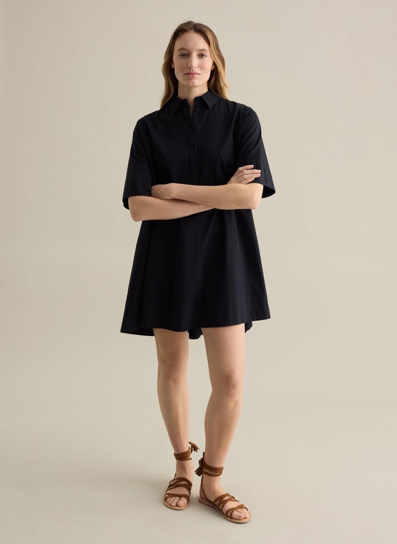 Black  Shirt Dress With Zip Closure