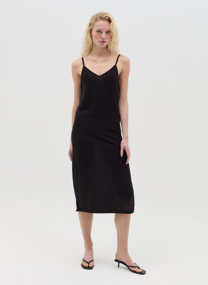 Black Midi Dress With Thin Straps