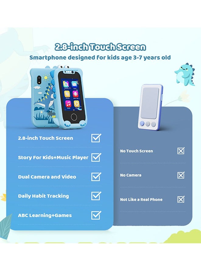 Kids Smart Phone Toys for Girls and Boys Ages 3-10 Toddler Play Travel Toys with Dual Camera Educational Learning Games Puzzles MP3 Music Player Birthday Gifts for Kids Girls and Boys 3 4 5 6 7 8 Ye