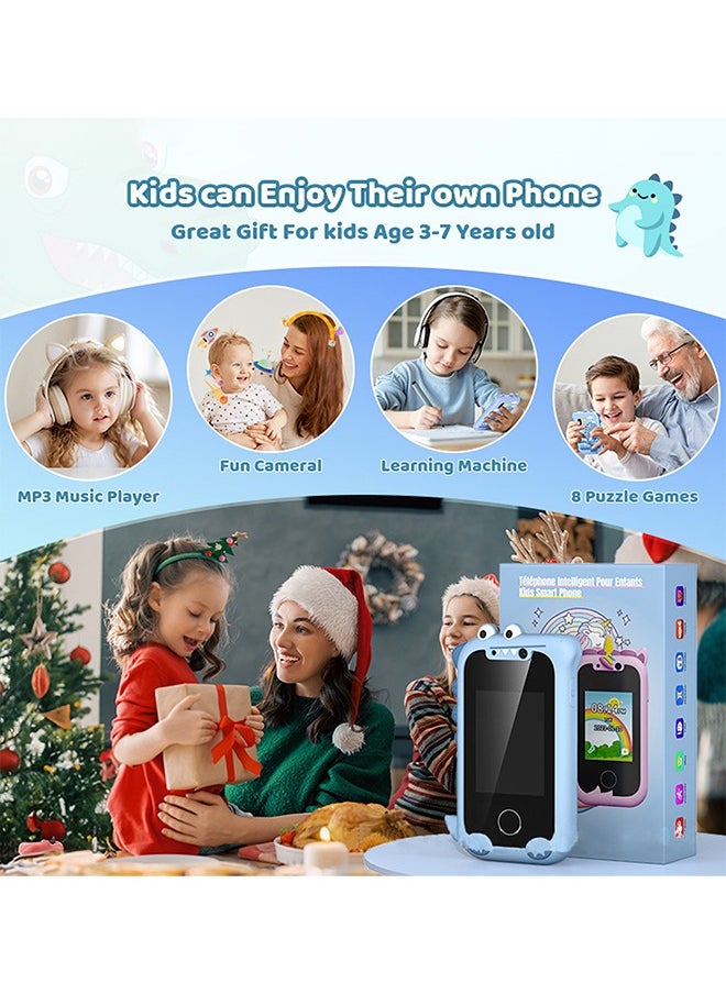 Kids Smart Phone Toys for Girls and Boys Ages 3-10 Toddler Play Travel Toys with Dual Camera Educational Learning Games Puzzles MP3 Music Player Birthday Gifts for Kids Girls and Boys 3 4 5 6 7 8 Ye
