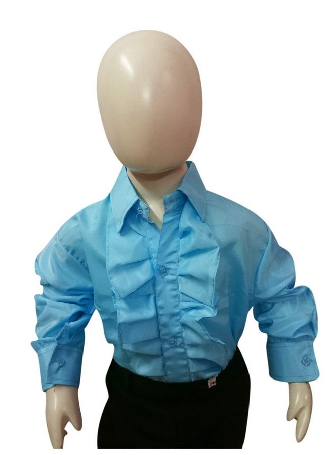 BookMyCostume Blue Frills Shirt Kids Fancy Dress Costume 8-10 years