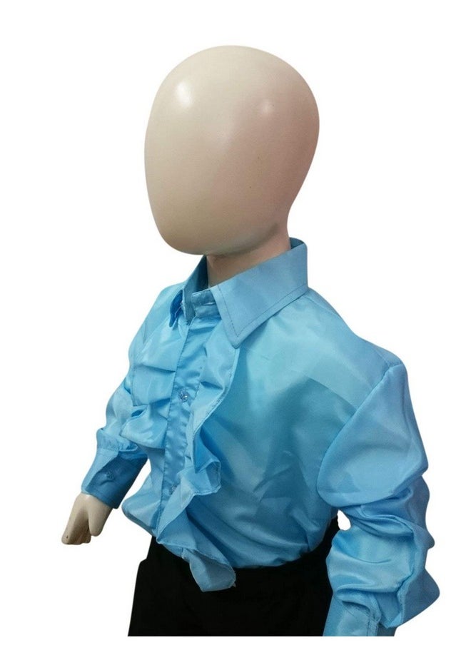 BookMyCostume Blue Frills Shirt Kids Fancy Dress Costume 8-10 years