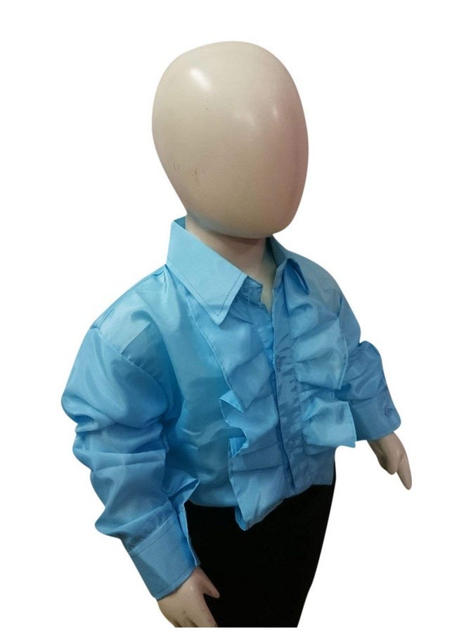 BookMyCostume Blue Frills Shirt Kids Fancy Dress Costume 8-10 years