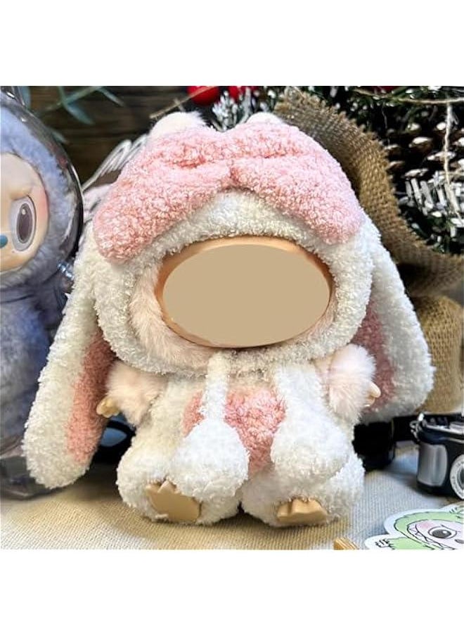 17cm Cute Monster Doll Clothes Set - Fantasy Elf Outfits for 6.7 Vinyl Dolls, Rainbow & Sitting Party Style, Kawaii Overalls + Top(Rabbit)