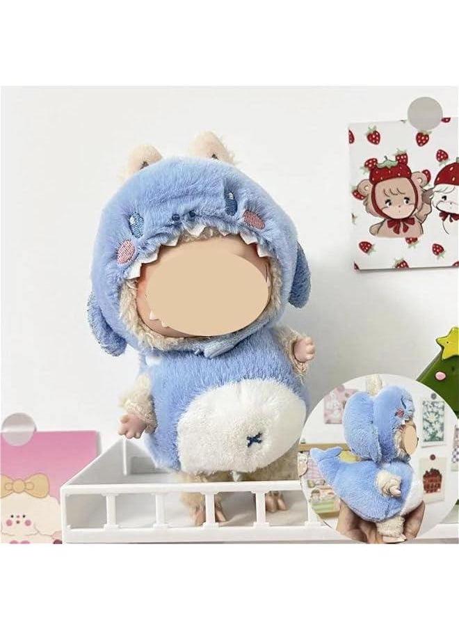 17cm Cute Monster Doll Clothes Set - Fantasy Elf Outfits for 6.7 Vinyl Dolls, Rainbow & Sitting Party Style, Kawaii Overalls + Top