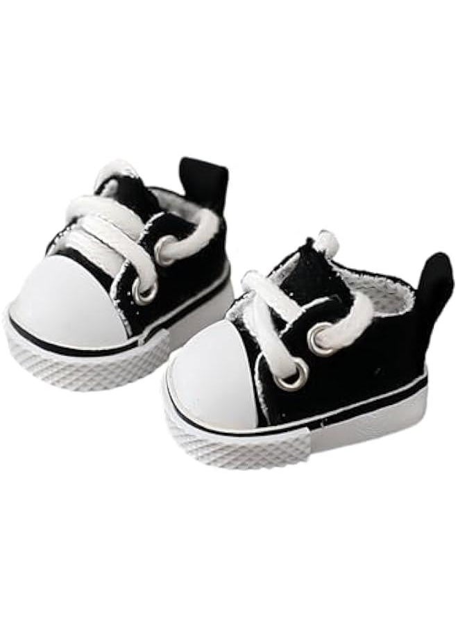 Shoes Compatible with Labubu Accessories, Mini Shoes for La bubu Dolls, Clothes Outfit Set Canvas Shoes Suitable for 15cm 17cm Labubu Doll, Dress Up Doll Clothing Shoes Set Replacement Black