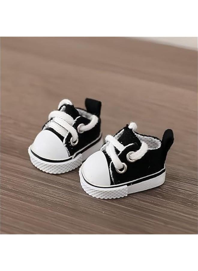 Shoes Compatible with Labubu Accessories, Mini Shoes for La bubu Dolls, Clothes Outfit Set Canvas Shoes Suitable for 15cm 17cm Labubu Doll, Dress Up Doll Clothing Shoes Set Replacement Black