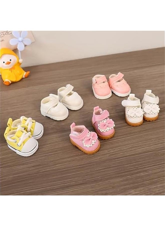 Shoes Compatible with Labubu Accessories, Mini Shoes for La bubu Dolls, Clothes Outfit Set Canvas Shoes Suitable for 15cm 17cm Labubu Doll, Dress Up Doll Clothing Shoes Set Replacement Black