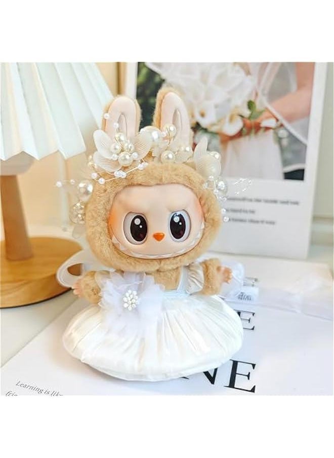 Labubu Clothes - Premium Formal Dress & Headpiece for 17cm Dolls, Stylish Outfit with Accessories, Labubu Doll Clothing for Collectors (Style A)