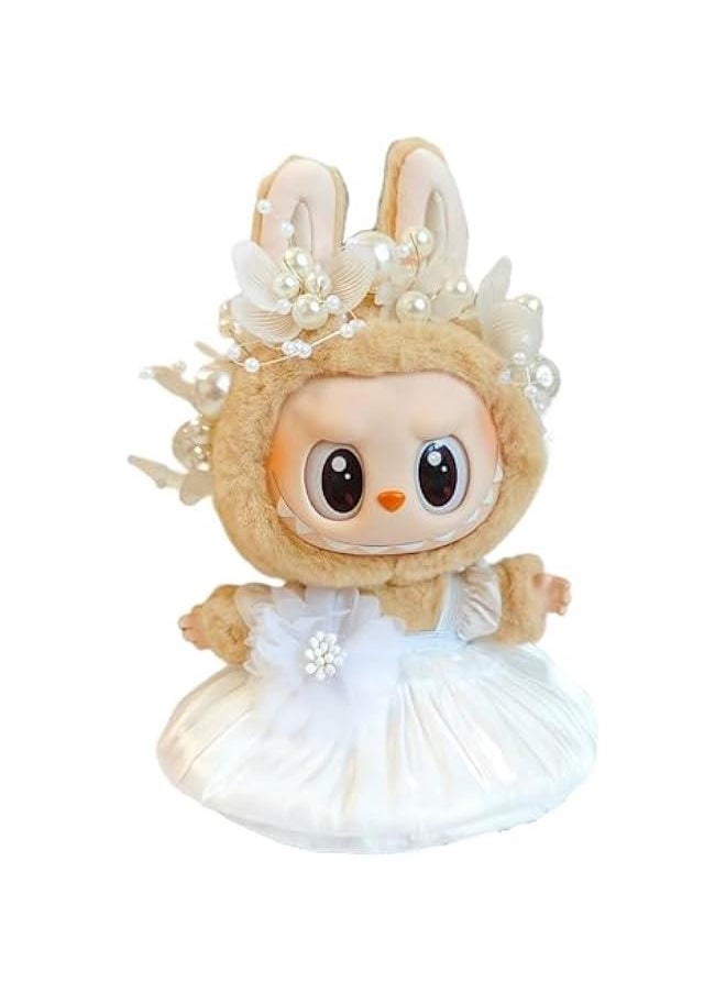 Labubu Clothes - Premium Formal Dress & Headpiece for 17cm Dolls, Stylish Outfit with Accessories, Labubu Doll Clothing for Collectors (Style A)