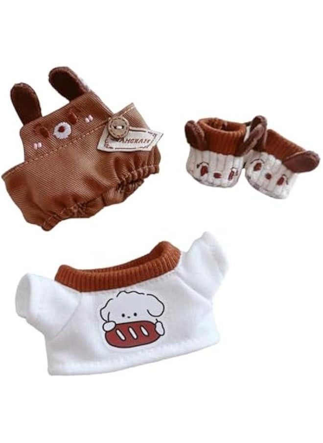 Plush Doll Clothes ,Cute Stuffed Animal Clothes for Labubu, 6 Inches Puppy Suit 3-Piece Set Soft Stuffed Plush Toy Dress Up Accessories
