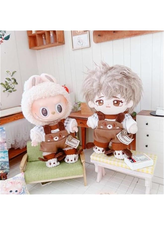 Plush Doll Clothes ,Cute Stuffed Animal Clothes for Labubu, 6 Inches Puppy Suit 3-Piece Set Soft Stuffed Plush Toy Dress Up Accessories