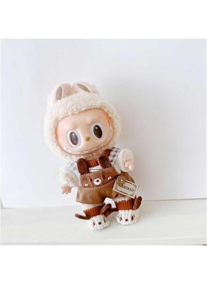 Plush Doll Clothes ,Cute Stuffed Animal Clothes for Labubu, 6 Inches Puppy Suit 3-Piece Set Soft Stuffed Plush Toy Dress Up Accessories