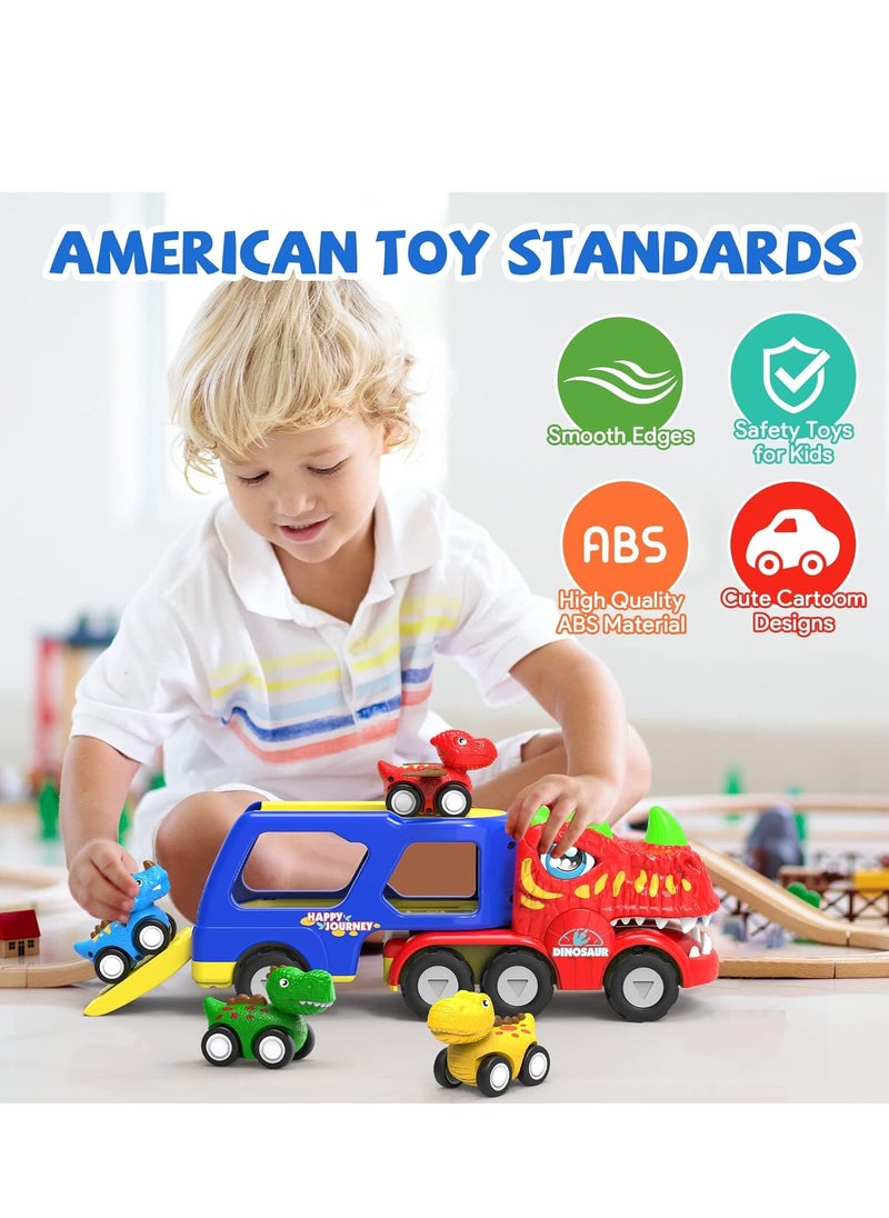 5-in-1 Dinosaur Vehicle Trucks Toys, Cartoon Trailer Car Toy with Sounds  Lights Toys, Transporter Toys Birthday Gift for Kids
