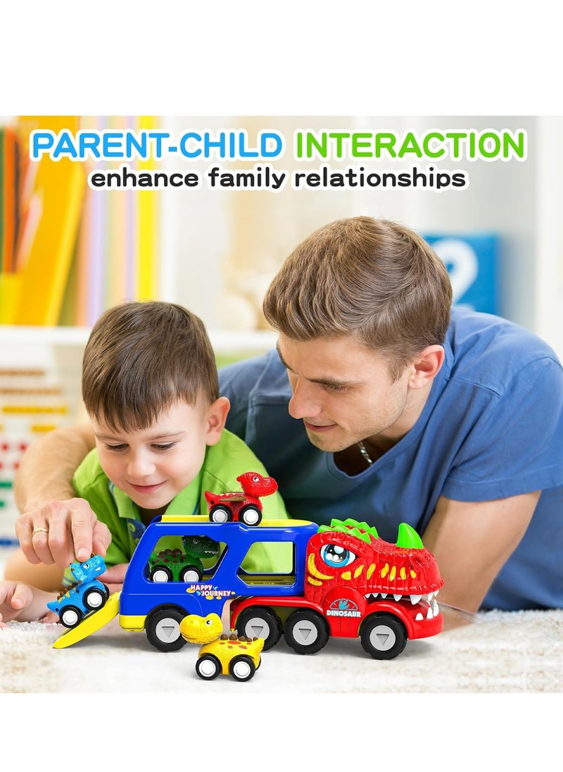 5-in-1 Dinosaur Vehicle Trucks Toys, Cartoon Trailer Car Toy with Sounds  Lights Toys, Transporter Toys Birthday Gift for Kids