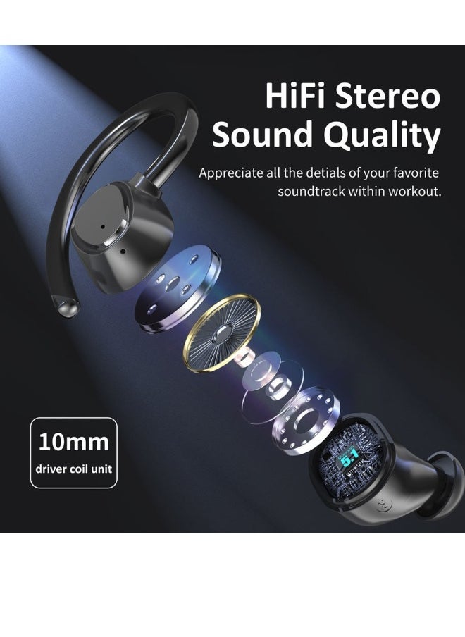 On-ear Bluetooth headset, sports waterproof, TWS high-quality smart digital display