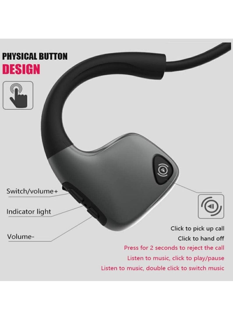 Bluetooth 5.0 Wireless Headphones for Outdoor Sports, Bone Conduction Earphones with Mic, Hands-Free Headsets