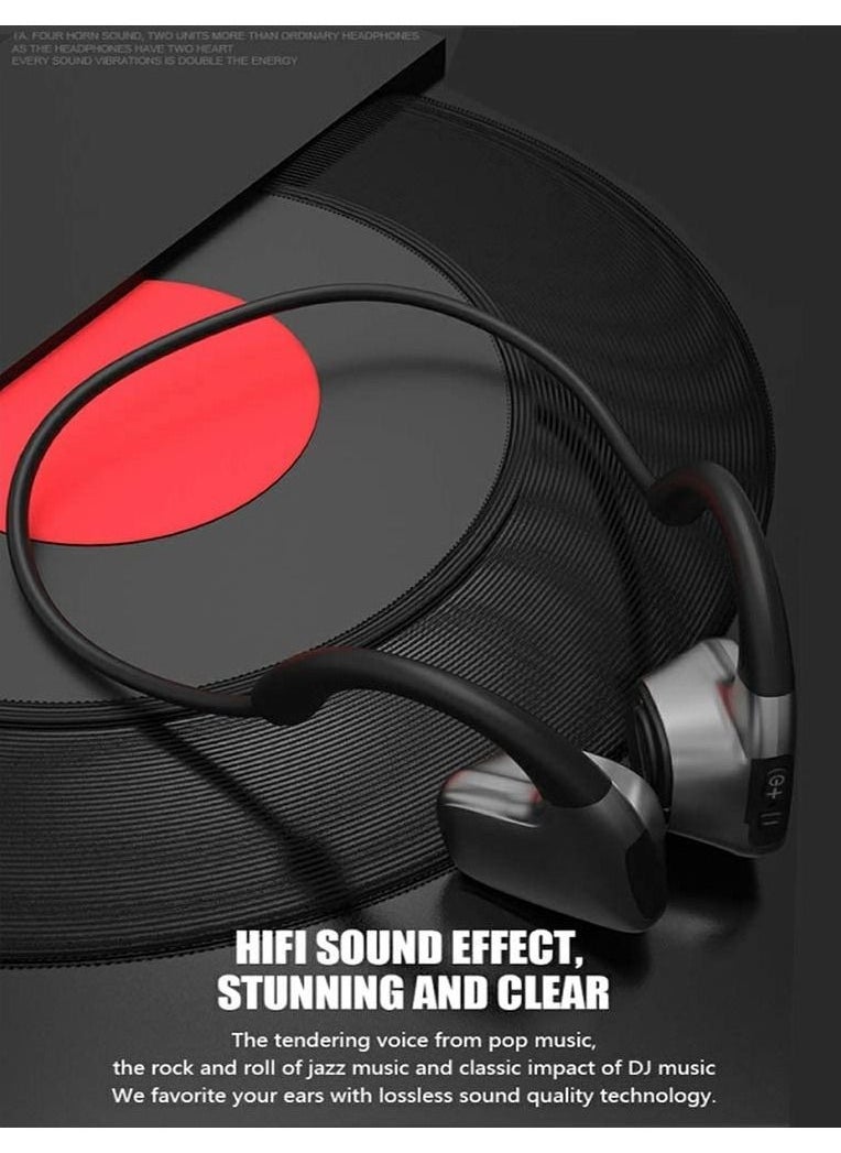 Bluetooth 5.0 Wireless Headphones for Outdoor Sports, Bone Conduction Earphones with Mic, Hands-Free Headsets