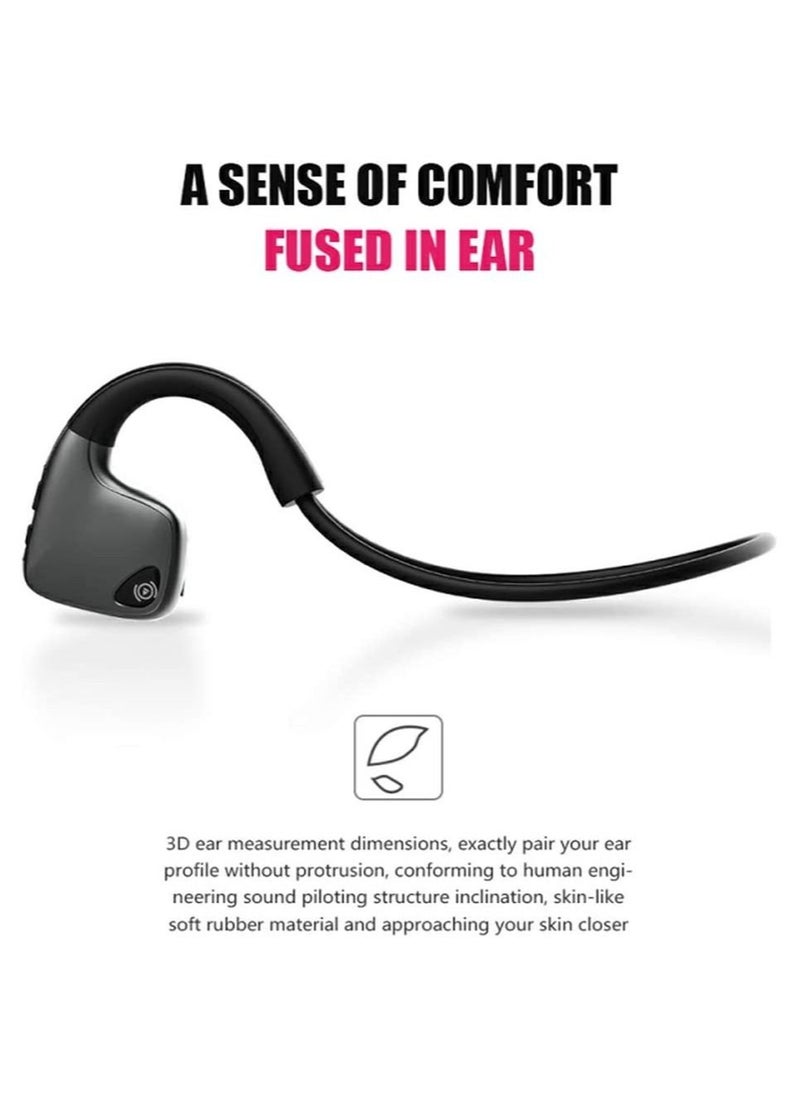 Bluetooth 5.0 Wireless Headphones for Outdoor Sports, Bone Conduction Earphones with Mic, Hands-Free Headsets