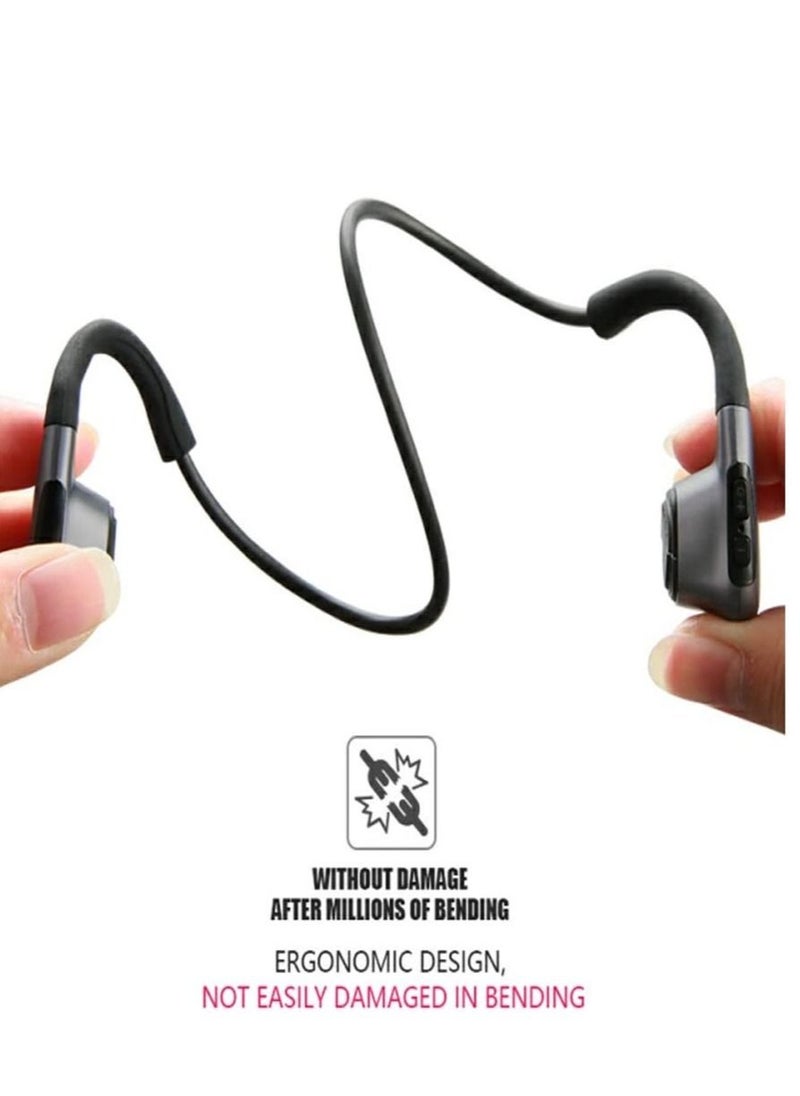Bluetooth 5.0 Wireless Headphones for Outdoor Sports, Bone Conduction Earphones with Mic, Hands-Free Headsets