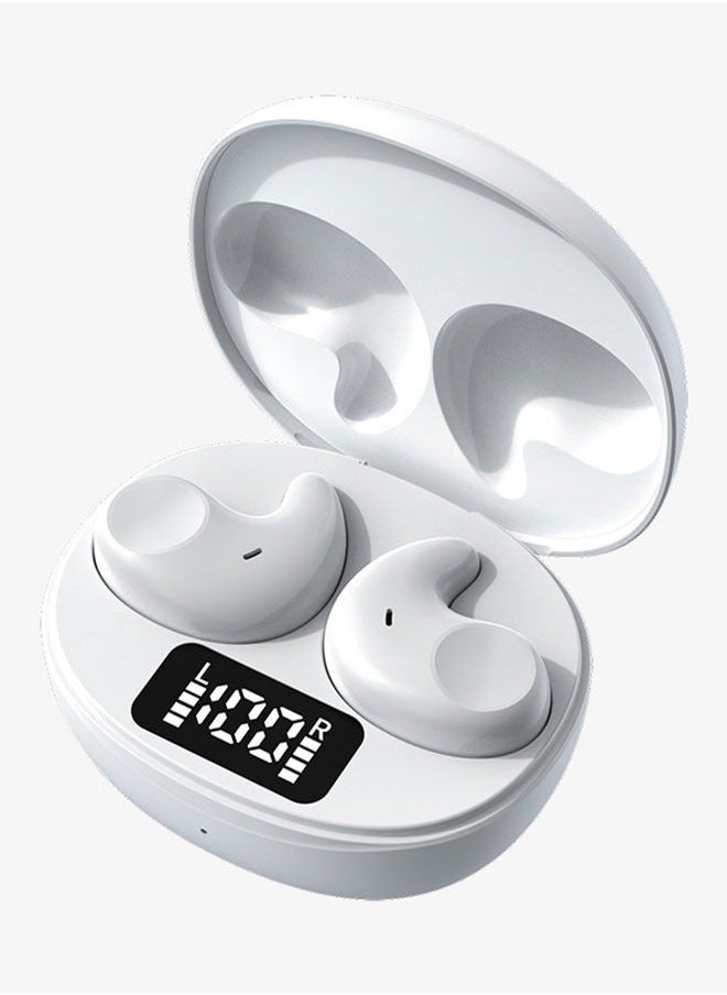 Bluetooth 5.3 Wireless Headset, Noise Cancelling Microphone, Waterproof, LED Digital Display - White