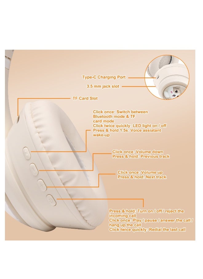 Cat Ears Wireless Bluetooth Headset, Foldable E-sports Gaming Headset, LED Light-emitting Bluetooth Headset