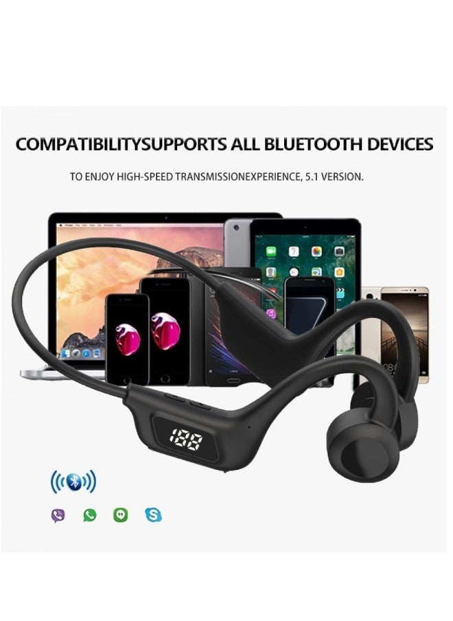 Bendable Wireless Sports Headset New Design Digital Display Bluetooth 5.2 Black