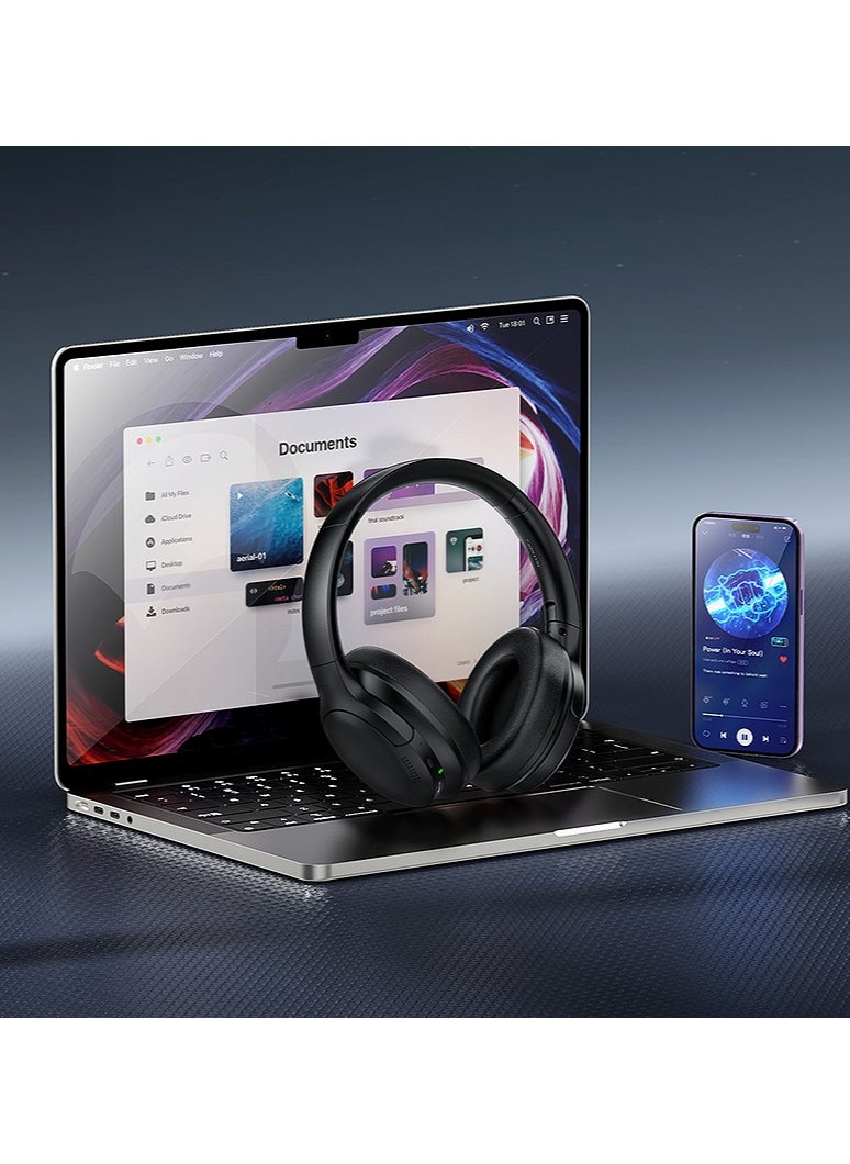 Bluetooth Headset with ANC 40dB Noise Cancellation, Hi-Fi Sound, Foldable  Lightweight, 300mAh Battery, Bluetooth V5.3 – Ideal for Immersive Listening, Calls, and Sports
