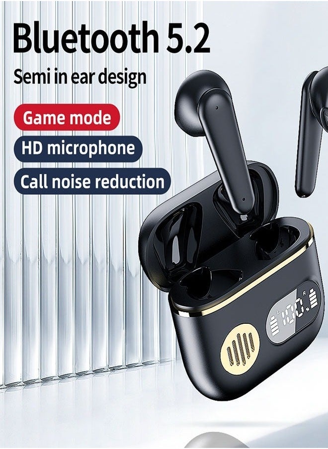 TWS Bluetooth Wireless Headset With Digital Display Semi-In-Ear,Noise Cancelling Waterproof,Beautiful And Fashionable,Sports Business,Work,Driving,White