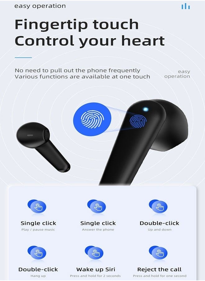 TWS Bluetooth Wireless Headset With Digital Display Semi-In-Ear,Noise Cancelling Waterproof,Beautiful And Fashionable,Sports Business,Work,Driving,White