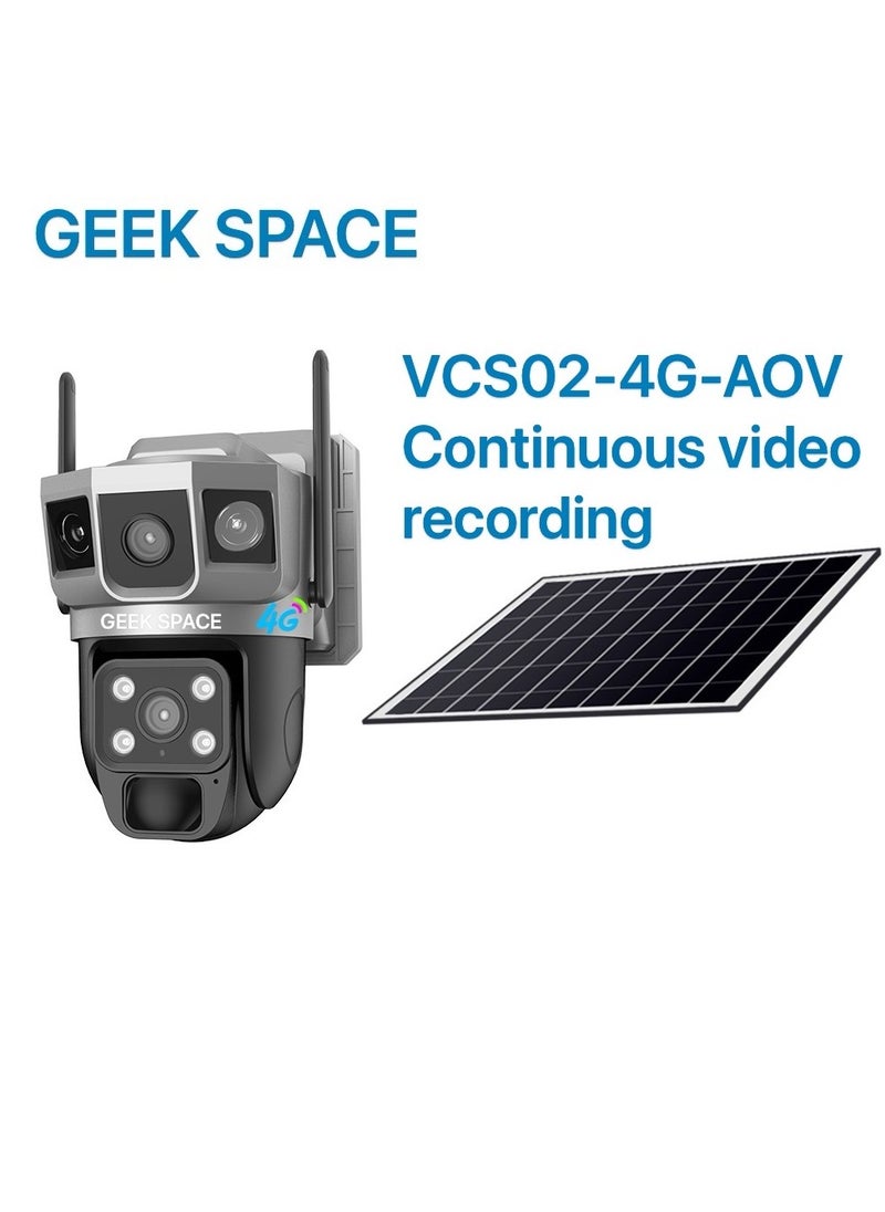 4G Solar PTZ Outdoor Security Camera with SIM Card Slot, 360° View, Battery-Powered Surveillance
