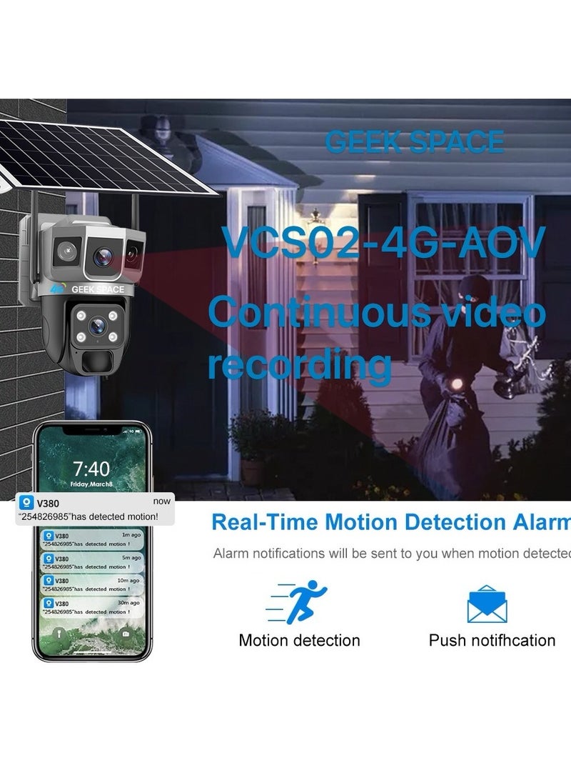 4G Solar PTZ Outdoor Security Camera with SIM Card Slot, 360° View, Battery-Powered Surveillance